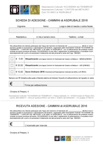 Adesione Cammini di Asdrubale - 2016