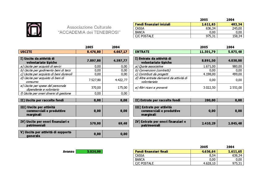 Rendiconto Sintetico 2005