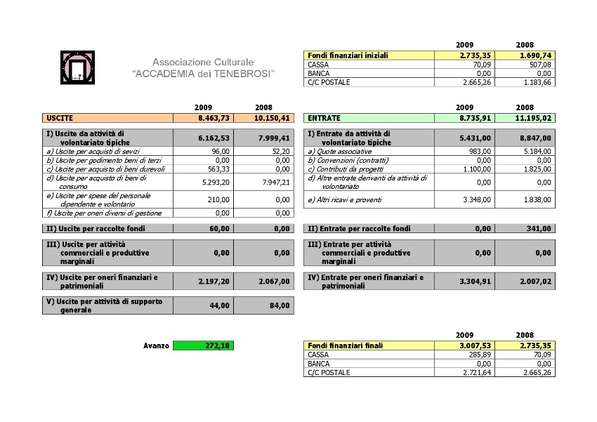 Rendiconto Sintetico 2009