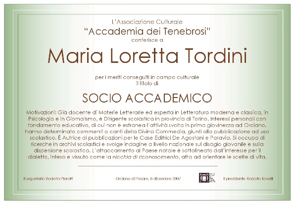 Socio Accademico Maria Loretta Tordini
