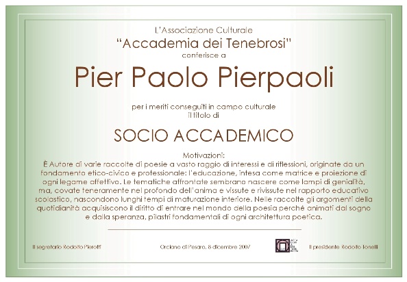 Socio Accademico Pier Paolo Pierpaoli